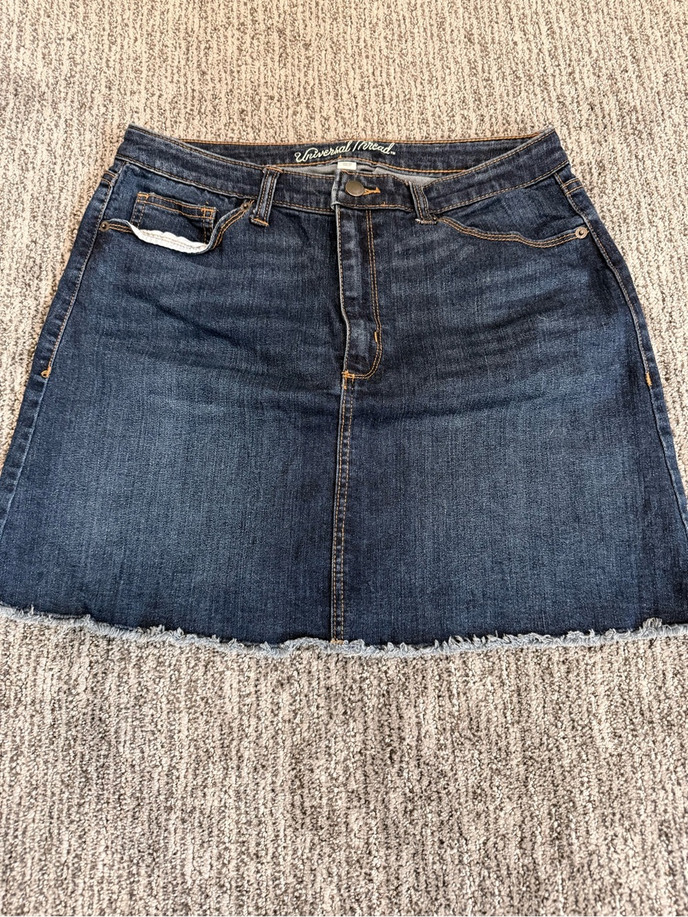 Universal Thread Indigo Denim Mini Skirt with Raw Hem